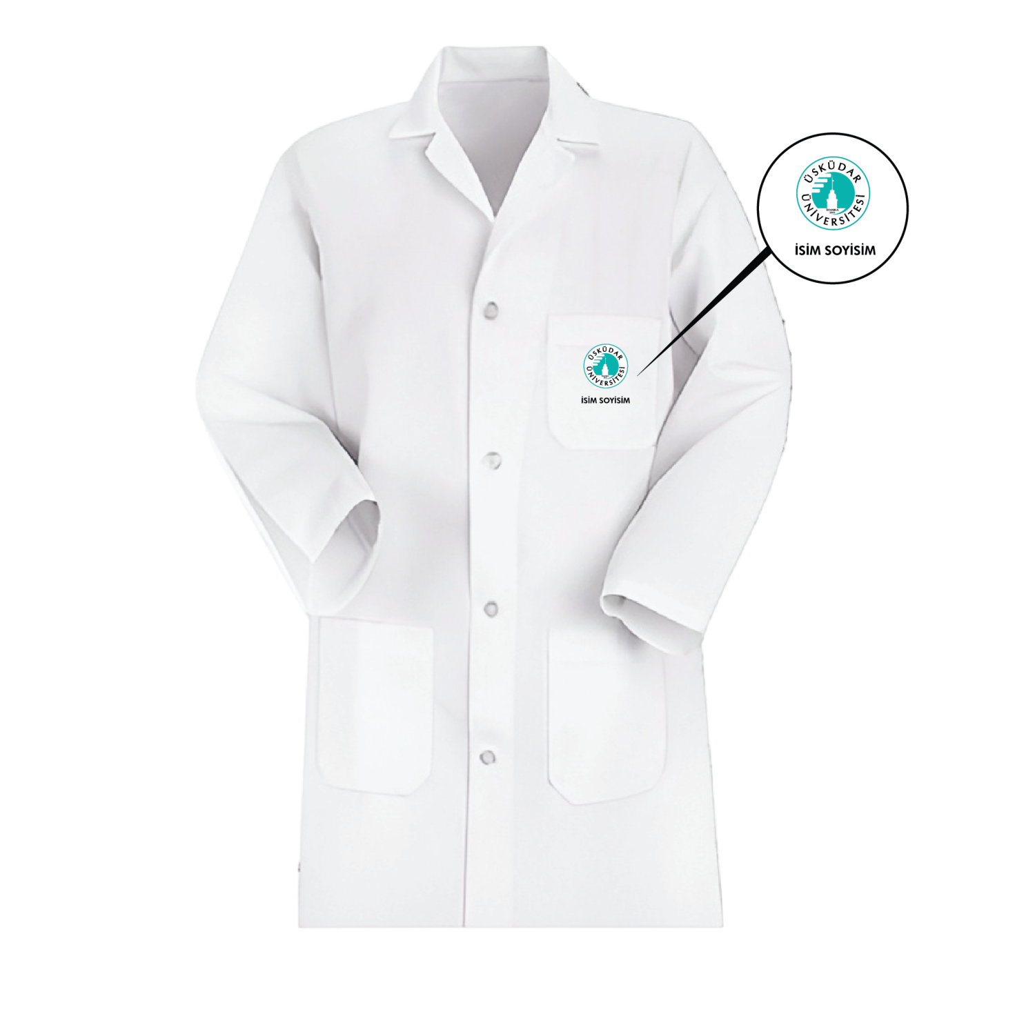 Üsküdar Üniversitesi Logo Baskılı Erkek Kalıp Önlük